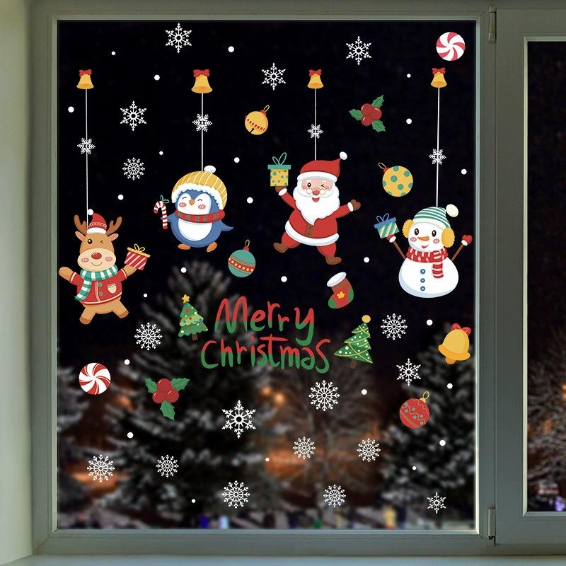 Static UV Merry Christmas Decoration Glass Window Door Wall Sticker Living Room Decoration Wall Stickers
