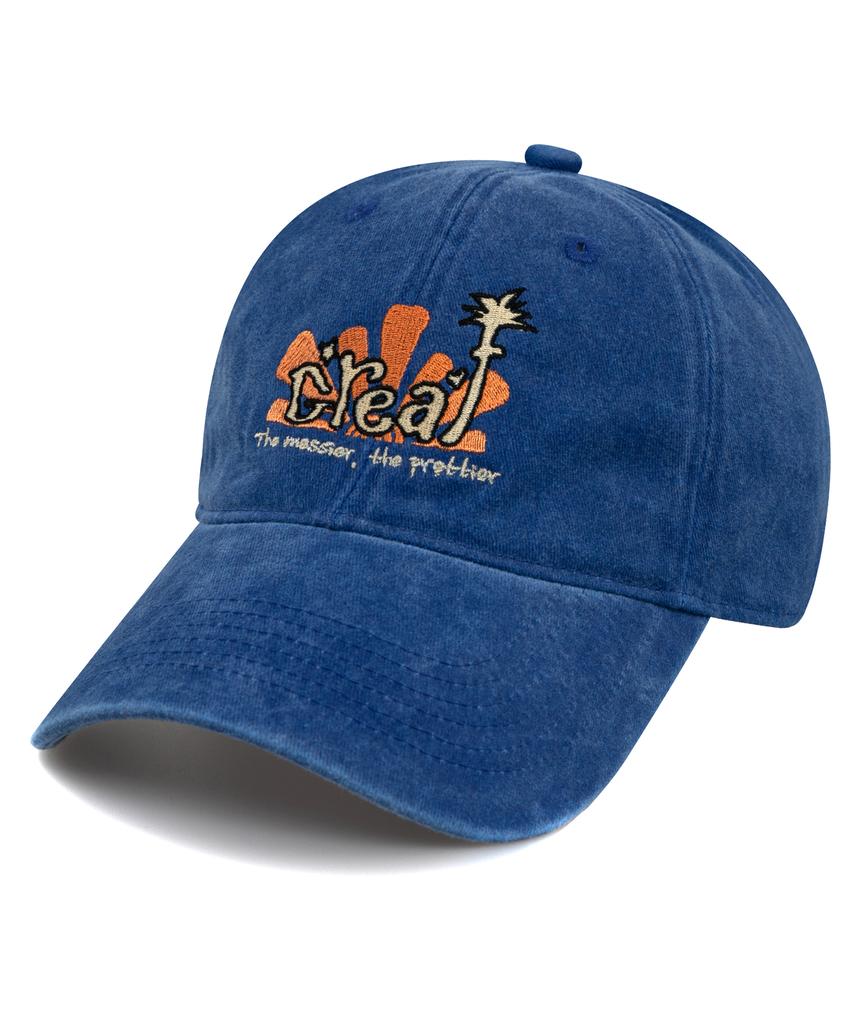 Bichiseuaenkeulim Creaf Stone-Washed Ball Cap-Blue