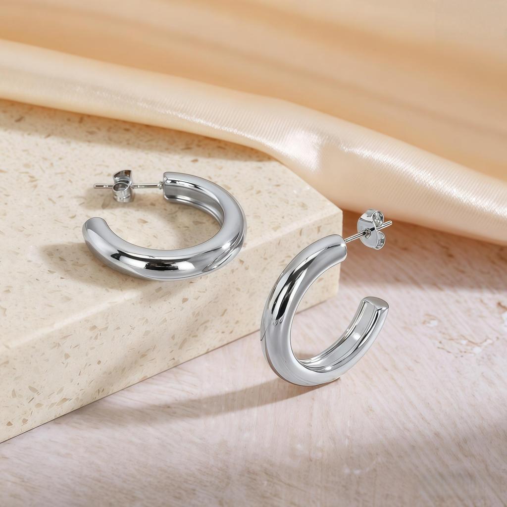 Titanium Steel Light Luxury Colorfast Hoop Earrings with High-End Feel