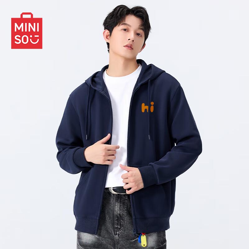 MINISO Men's Heavyweight Hooded Zip-Up Sweatshirt