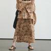 Women Vintage Plaid Chinese Style Skirts Spring Loose Bat Sleeve Female Skirts