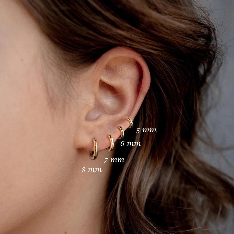 1 Paire Boucles d'Oreilles Créoles en Acier Inoxydable Femmes Hommes Couleur Or Petites Boucles d'Oreilles Bijoux Fille Pendientes Mujer Aretes Piercing Cartilage