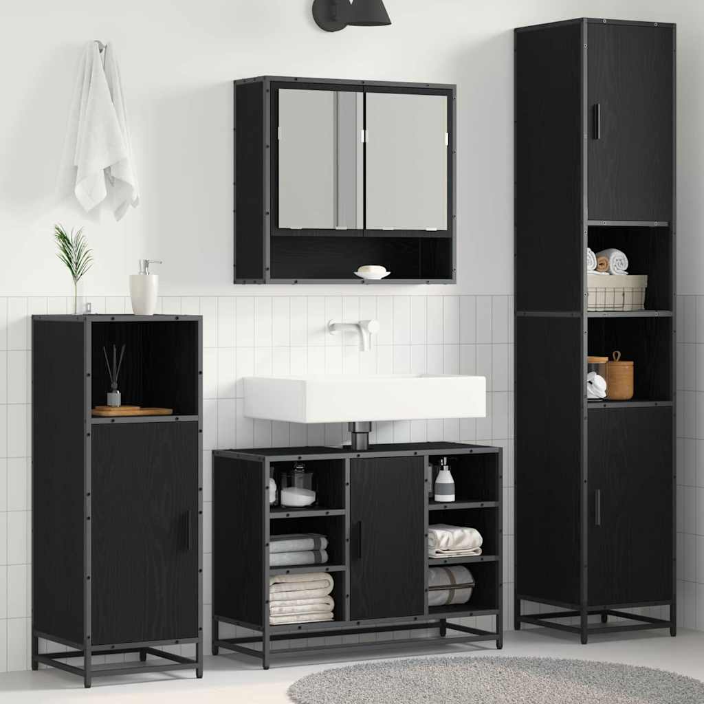 Bathroom Furniture Set Black Oak Effect 35 x 37.5 x 188.5 cm