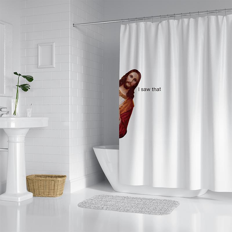 

Aertemisi Jesus I Saw That Funny Meme Shower Curtain Set With Grommets And Hooks For Bathroom Decor W60H190(CM)-1 Pcs