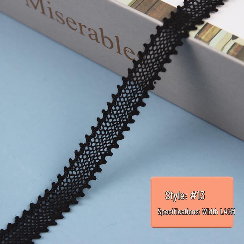 Black Pure Cotton Lace Trim for Clothing and Curtains
