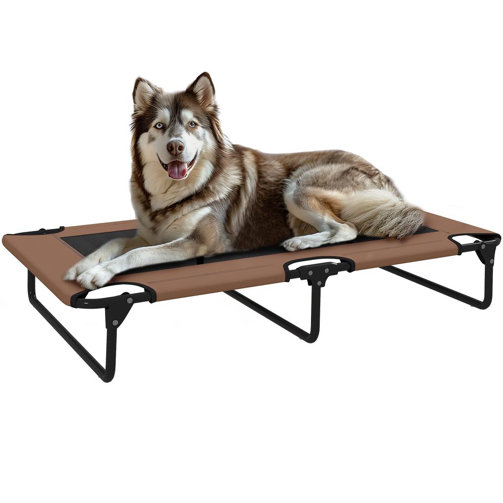 Portable Elevated Dog Bed, Elevated Pet Bed with Breathable Mesh, for Large Dogs, Coffee