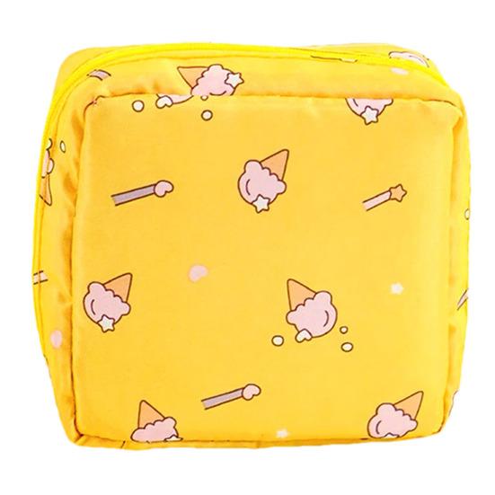 Úložný sáček na hygienické ubrousky Kreslený potisk Přenosný zip Velkokapacitní Kosmetické klíče na sluchátka Pouzdro na šperky Úložný obal na make-up