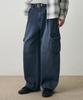 DRAW FIT Miles Washed Denim Cargo Pants [Deep Blue]