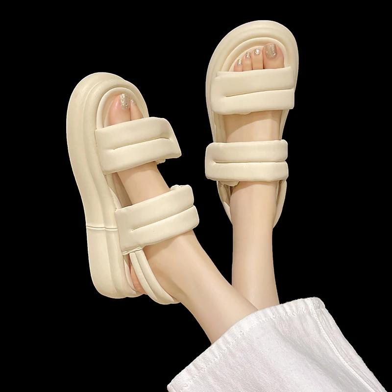 Mode 2025 Sommer neue dicksohlige Einriemen-Soft-Sandalen für Damen, stilvoll, bequem und leicht