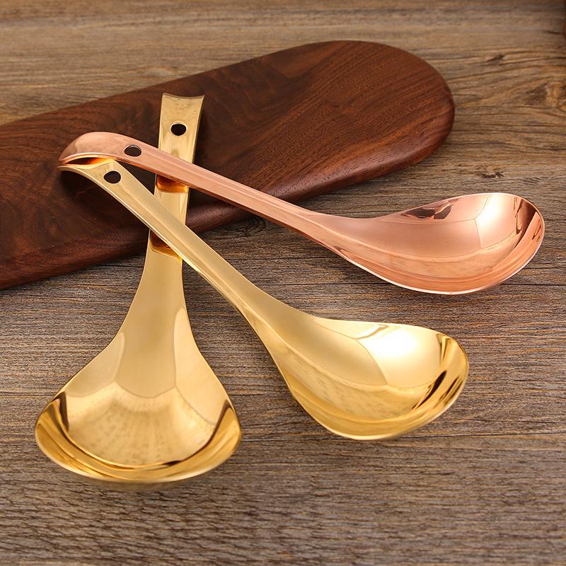 Thickened Pure Brass Serving Spoon Soup Spoon Spoon Kitchen Commercial Utility Spoon Long-handled Rice Spoon Serving Rice Spoon Large Yellow