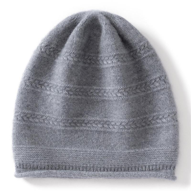 Women's 100% Pure Cashmere Rolled Brim Knitted Hat – New Fashion, Solid Color, Ear Protection, Warm Head Wrap.