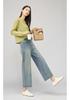 Retro elastic wide straight leg jeans for women, size 9 casual plus loose wide leg pants