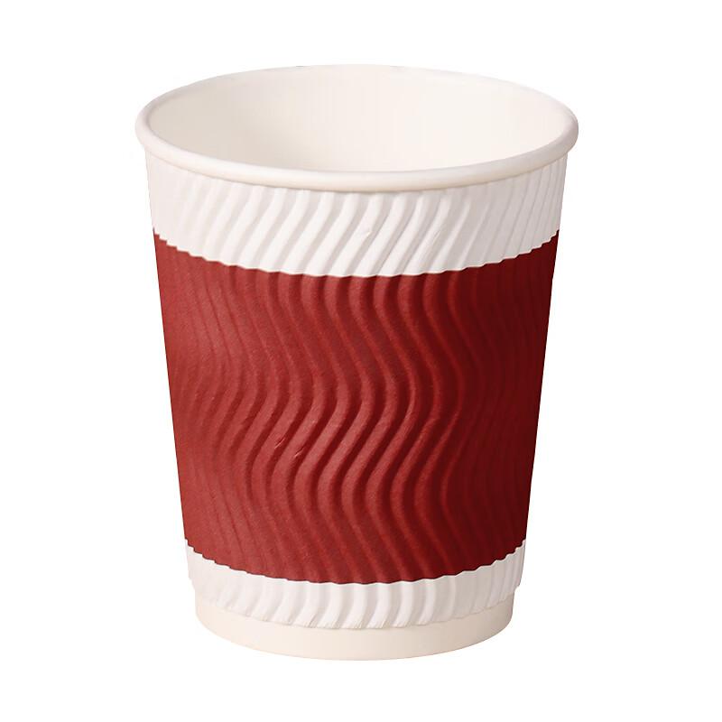 Baijie Disposable Coffee Cups, Paper Cups, Corrugated Cups, Milk Tea Hotel Home Use Paper Cups, 280ml, 50 Pieces