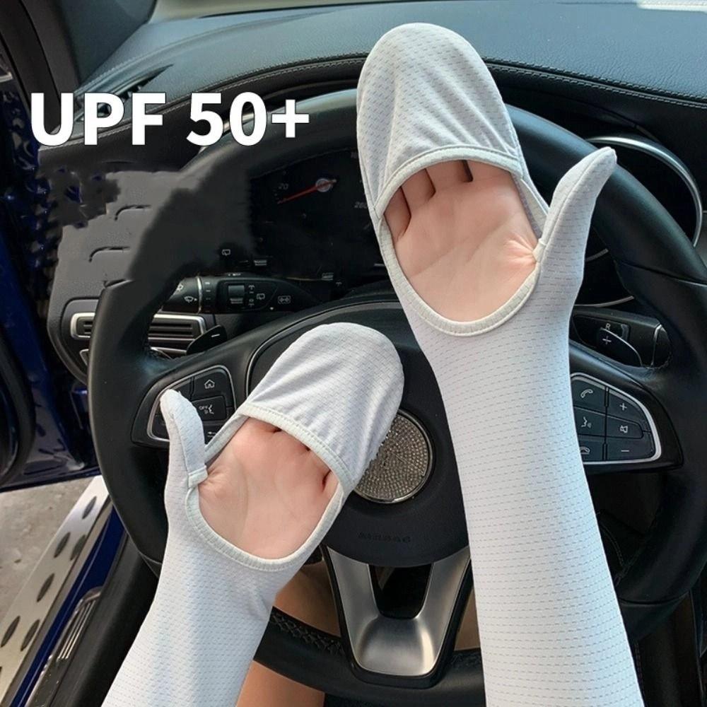 Elastic Sunscreen Arm Covers Thin Cycling Gloves Simple Long Ice Silk Sleeves  Driving