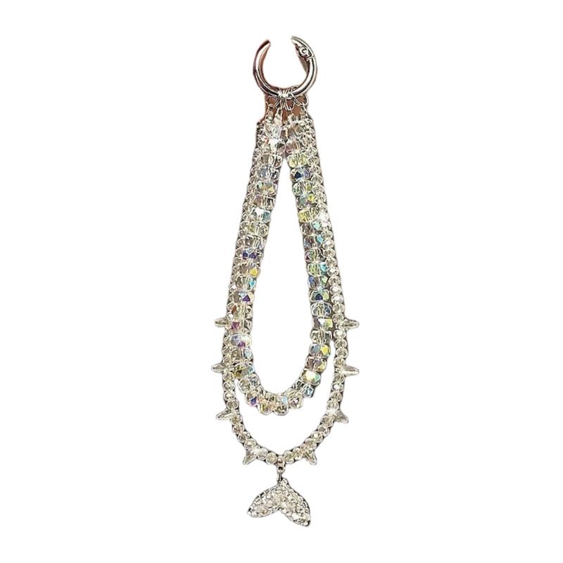 

Crystal Fish Tail Phone Lanyard Hanging Chain Anti Loss Wrist Strap For Mobile Devices Phone Accessory 1