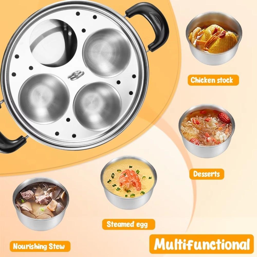 Rust Resistant Non-Stick Egg Poacher Pot Stainless Steel Soup Pot Multi Purpose Steamer  Meal Prep