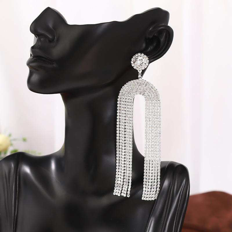 Long Rhinestone Claw Chain Fringed Earrings Exaggerated Creative Earrings Earrings Geometric Spring Pendant