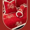 New Chinese Style Bamboo Plush Sofa Cushion Home Living Room Decoration Anti Slip Thick Backrest Towel Soft Comfortable All Inclusive Sofa Cover