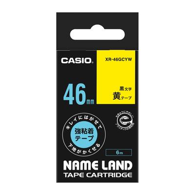 Casio Label Writer Nameland Mocna taśma klejąca, która odkleja się czysto i zakrywa leżący pod spodem 46mm żółty XR-46GCYW