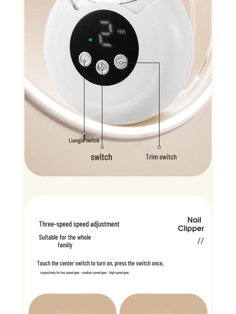Przenośne Elektryczne Obcinaczki do Paznokci z Funkcją Zapobiegającą Przycięciu i Szlifierką dla Dzieci i Dorosłych