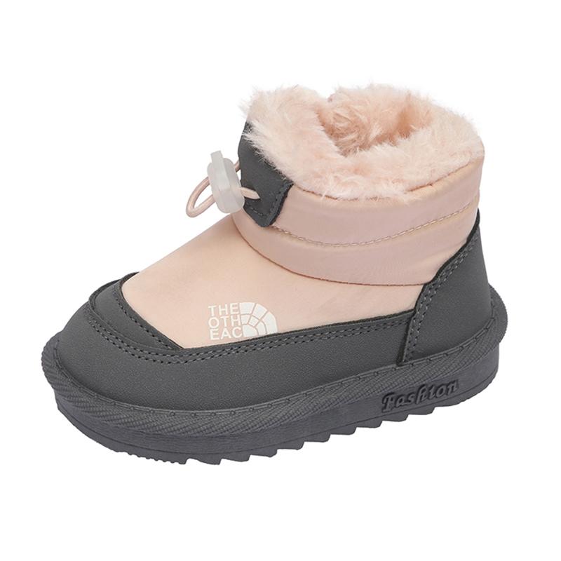 Children Snow Boots Girls Warm Plush Snow Boots Boys Toe Protection Non-slip Soft Sole Infant Boots Size 15-26