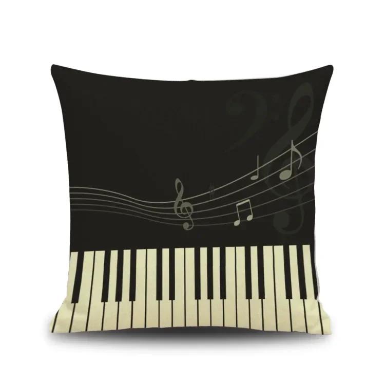 45X45CM Piano Key Wonderful Notes Decorative Pillowcase Car Sofa Art Piece Office Seat Cushion Cover Home Decoration