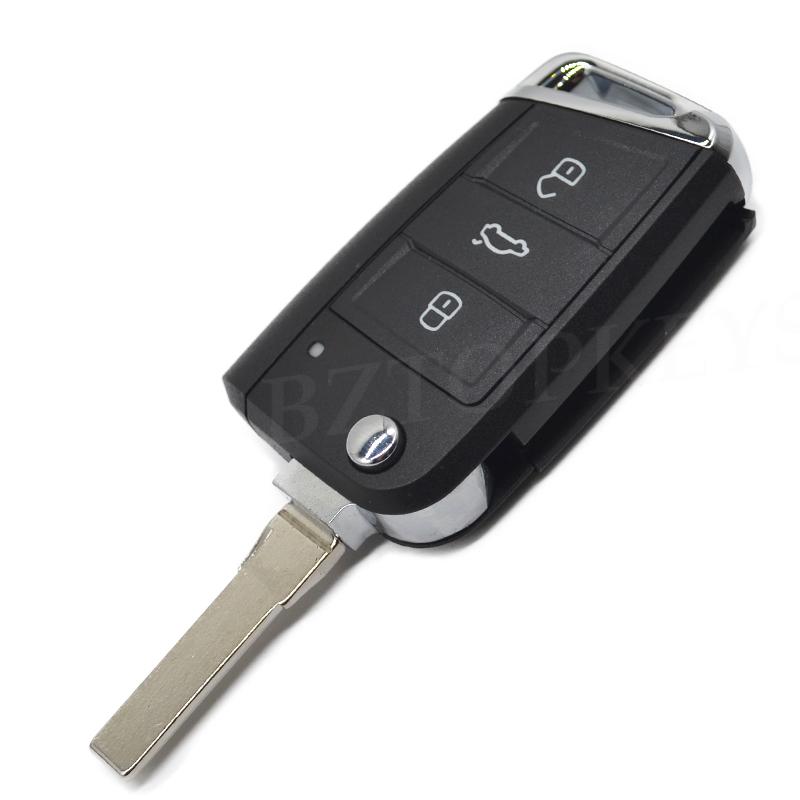 Sulankstomas raktų dėklas, tuščias dangtelis HU66/HU162t 3 mygtukai, skirtas VW Skoda MQB G TI Golf7 MK7 Seat Leon nuotolinio valdymo raktui