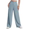 Women Loose Fit Casual Suit Pants High Waist Long Trousers Wide Leg Relaxed Style with Button and Zipper Closure for Daily Wear
