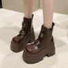 Fashion Winter Women Biker Boots Fashion Belt Buckle Ladies Elegant Platform Flats Short Booties Casual Women's Knight Booties