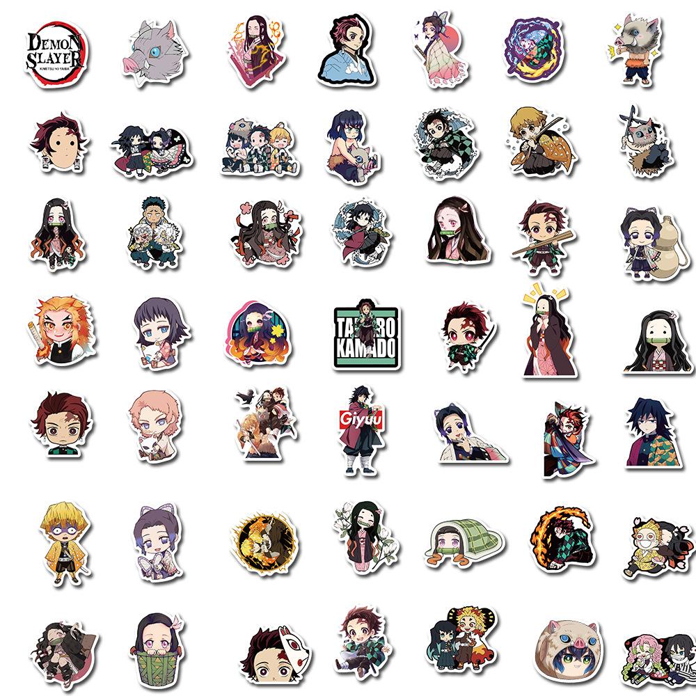 100pcs Anime Demon Slayer Cartoon Graffiti Stickers DIY Phone Guitar Laptop Notebook Suitcase Cup Waterproof Sticker Kids Toy