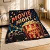 Movie Night Popcorn Bucket Coral Fleece Blanket Cozy Night In
