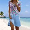 Dámská móda Elegantní retro květinový potisk Letní jarní Krátký rukáv Kulatý výstřih Neformální šaty