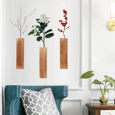 Wandpflanzer aus Holz, Bauernhaus-Wandvase, rustikale Wanddekoration, Pflanzenhalter für Grünpflanzen, Eukalyptusstängel, Blumen