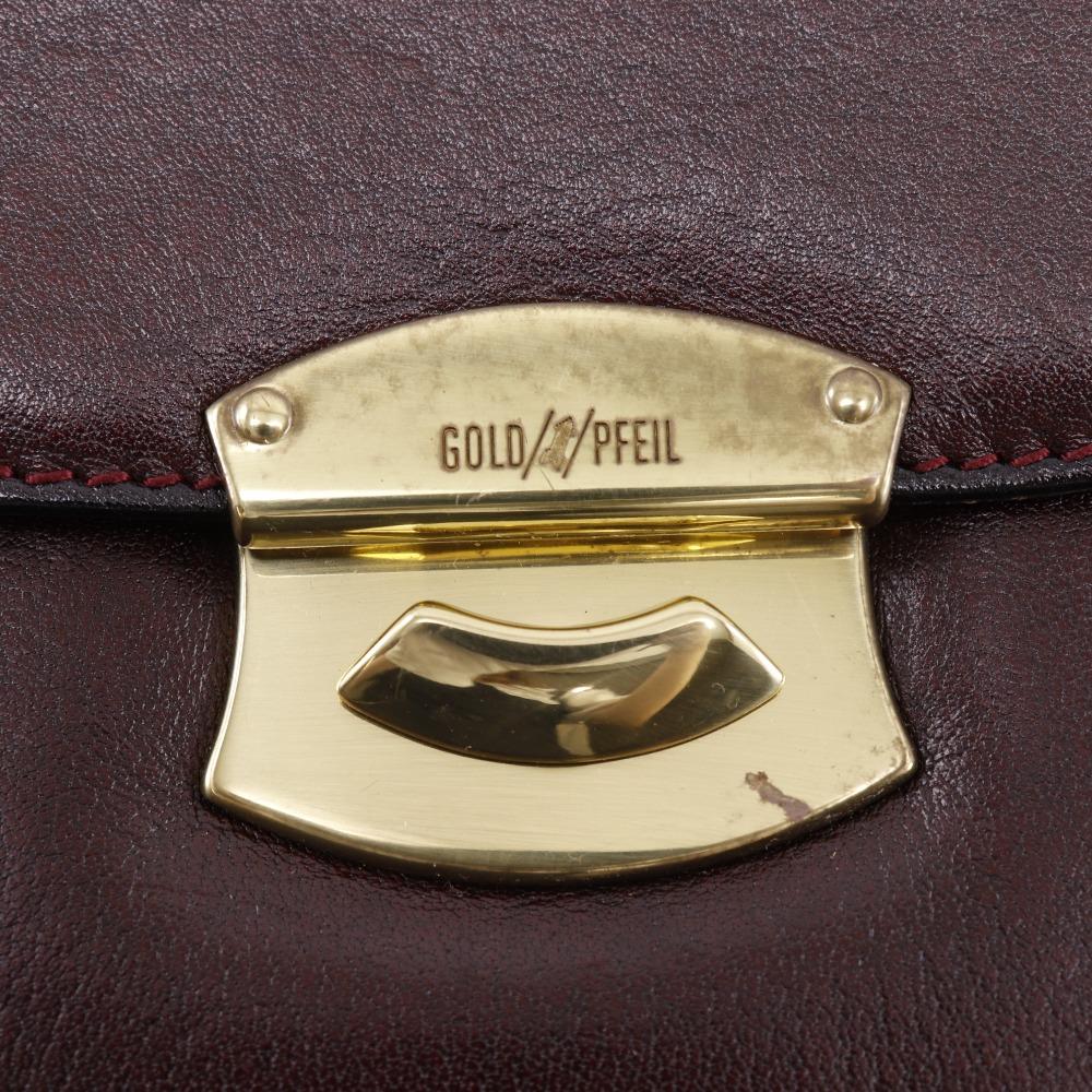GOLD PFEIL 2WAYShoulder Handbag One Handle Bordeaux Calfskin Women Used