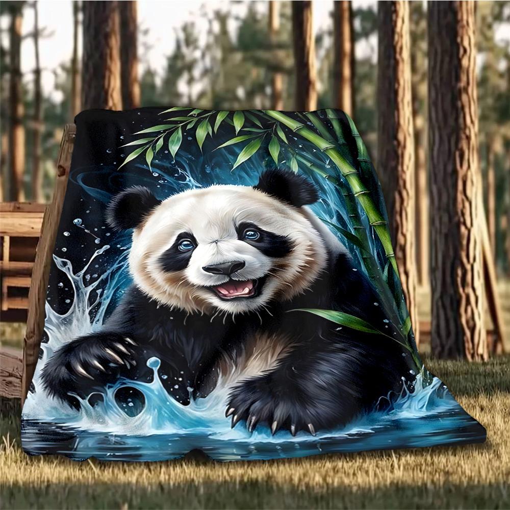 1pc Panda Bamboo Outdoor Blanket - Soft Flannel Cozy for Travel & Camping - All-Season Warm Bed Cover, Machine Washable yy251229104 75x90cm