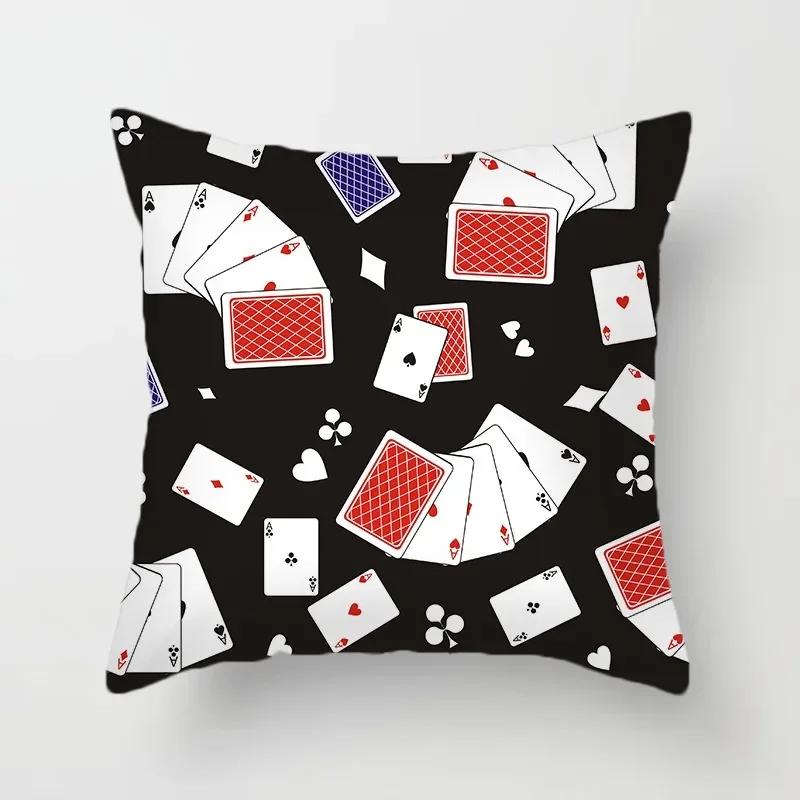 Luxury Home Decoration Pillowcase Props Hearts Square Black Heart Poker Pattern Office Sofa Car Cushion Cover