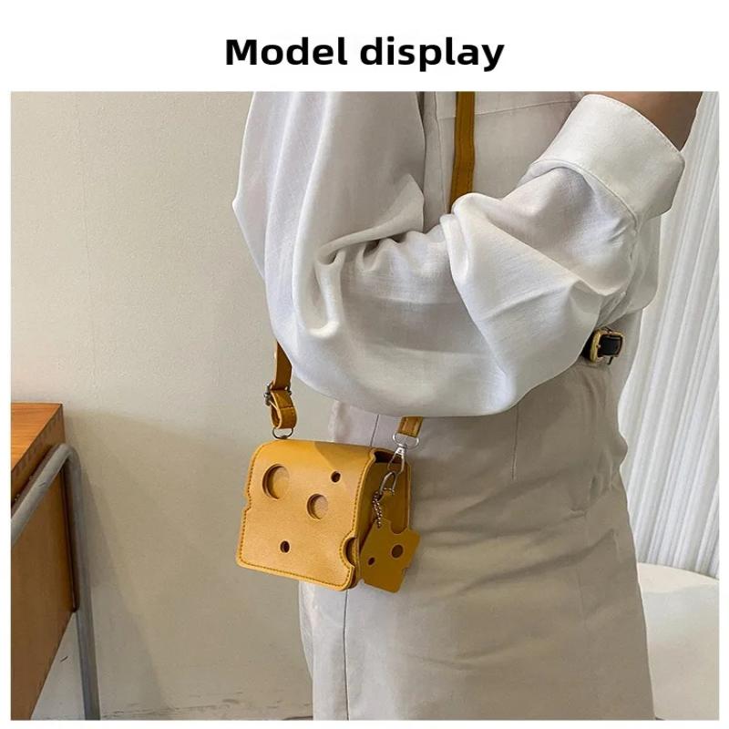 Women'S Triangle And Square Cheese Shaped Mini Pu Leather Bags Cute Earphone Lipstick Purses Handbags Crossbody Shoulder Bag