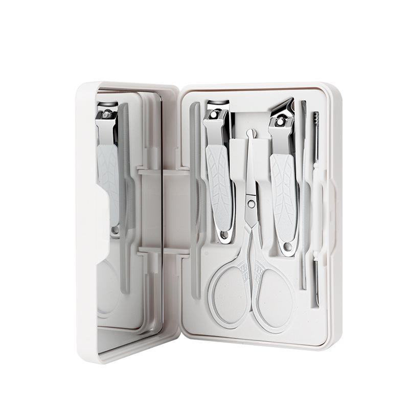 Stainless Steel Nail Clipper Set with Mirror, Ear Pick, and Nail File Manicure Tools