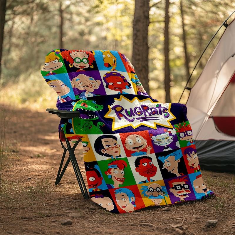 1pc Rugrats in paris1 Theme Blanket - Digital Print, Polyester, Cozy for All Seasons, Perfect for Outdoor, Camping, and Travel