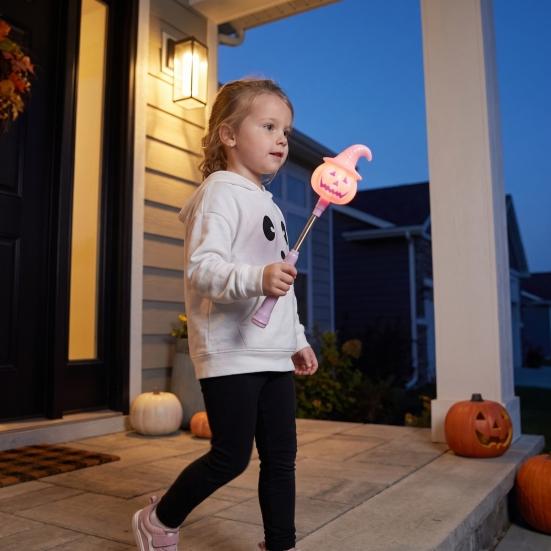 Funny Wizard Hat Pumpkin Lamp Halloween Lighted Sticks, Glowing Lantern, Handheld Shaking Light Cute Night with Witch Hat, LED Spooky Party