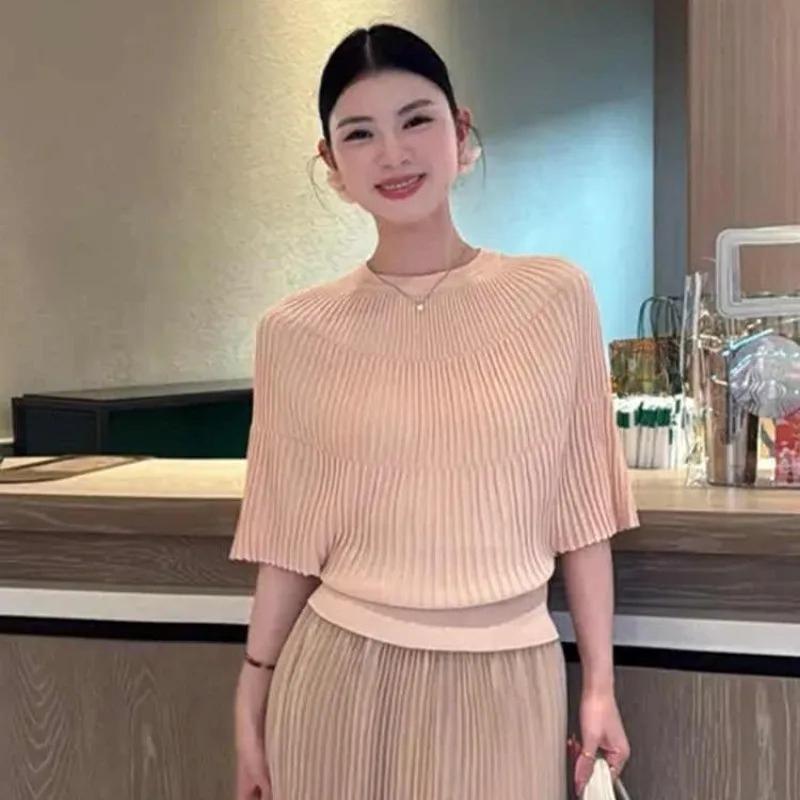 Fashion Black O-Neck Knitted Sweater Women Pullovers Summer Short Sleeve Knit Sweater Pullover Women Sueters