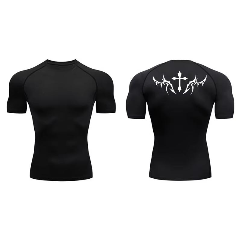 Compressie T-shirts voor Mannen Korte Mouw Sportschool Workout Fitness Onderhemden Sneldrogend Atletisch T-shirt Top 10095