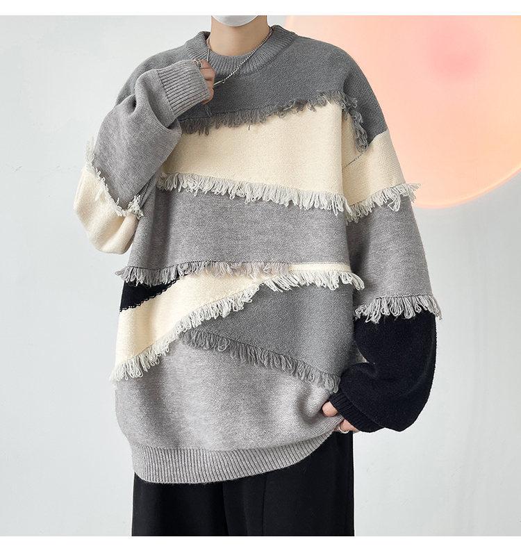 

Men s Plus Size Trendy Tassel Knit Sweater – Autumn/Winter Cozy Loose Fit 2XL сірий колір