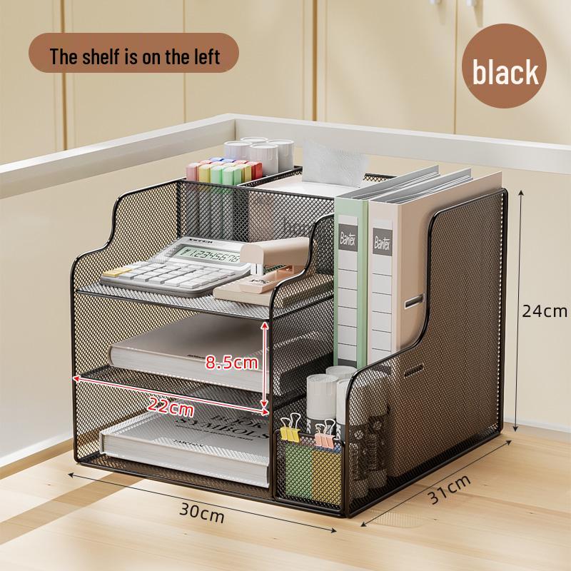 Schreibtisch-Organizer: Vertikale Aktenaufbewahrung, Bücherregal, Aktenständer und Stifthalter.