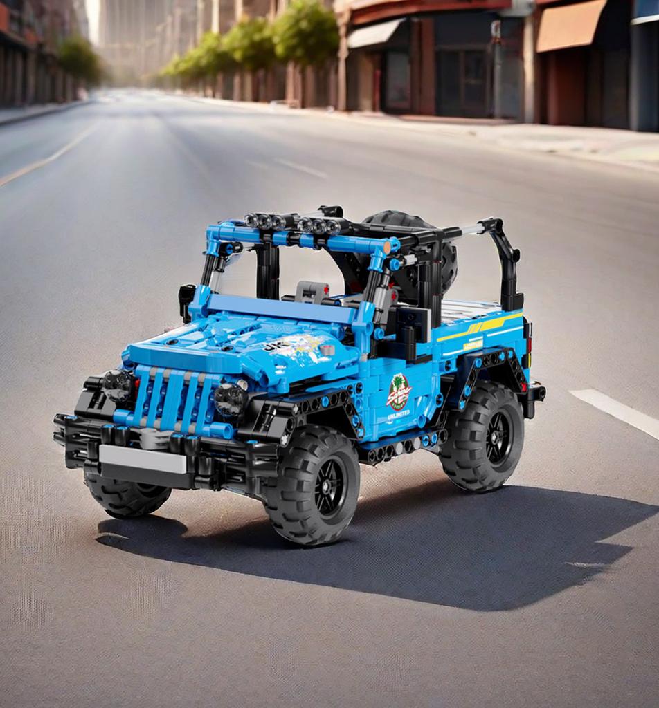 Non-Toxic 876Pcs Blue Off-Road Vehicle Building Blocks Toys Model Off Road Vehicle Assemble Puzzle Bricks Toy Sets For Kid Ornament Gifts