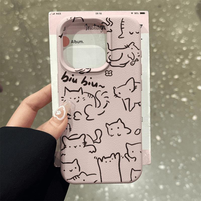 Skin Lines Cat for Apple Mobile Phone Case 16/15/14plus New Soft Case for IPhone16promax