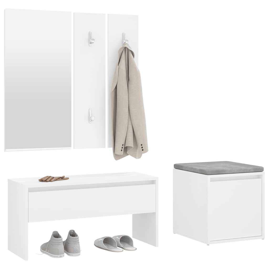 Vidaxl Hallway Furniture Set, White, Wood-Based Material