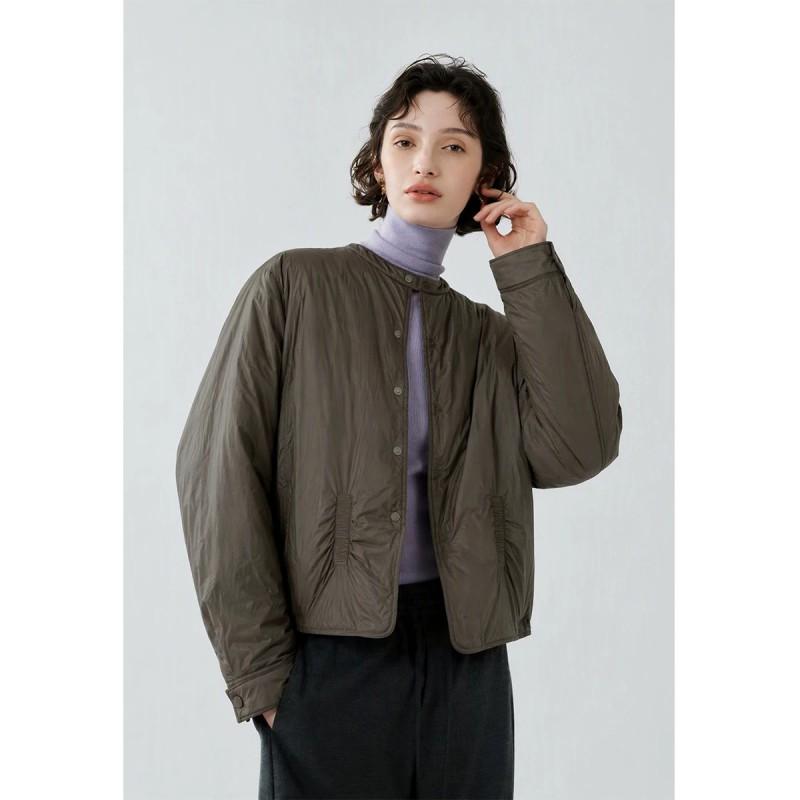 2026 Winter Short Stand Collar Lightweight 90% White Goose Down Jacket Women Simple Versatile Warm Coat