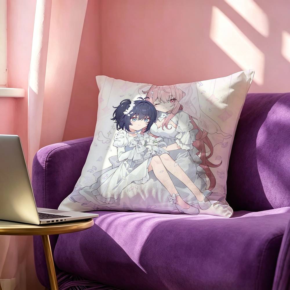 Cartoon Anime HHappy Sugar Life Manga Pillow Case Square DoubleSided Sofa Cushion Cover Bedroom Bedside Pillow