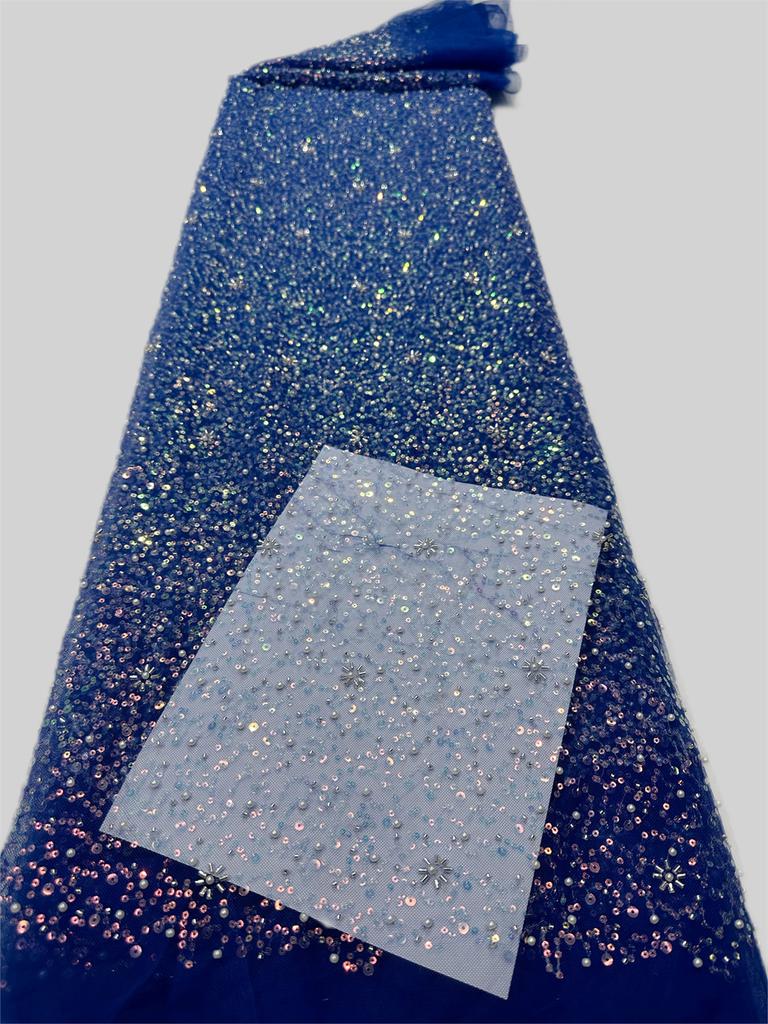 Luxury Pink Nigerian Lace Sequins Fabric 2025 High Quality Lace African Beads Lace Fabrics French For Wedding Party Dress Sewing